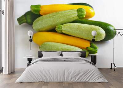 Fresh zucchini on the wooden background Wall mural