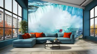 Niagara Falls boat tours attraction. Horseshoe Falls at Niagara Falls, Ontario, Canada Wall mural