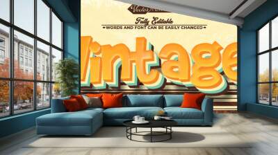 Aged Worn Vintage Vector Editable Text Effect Template Wall mural