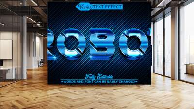 Cartoon Blue Metallic Robot Vector Editable Text Effect Template Wall mural