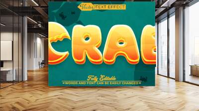 Cartoon Orange Crab Vector Editable Text Effect Template Wall mural