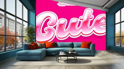 Cartoon Sweet Cute Vector Editable Text Effect Template Wall mural