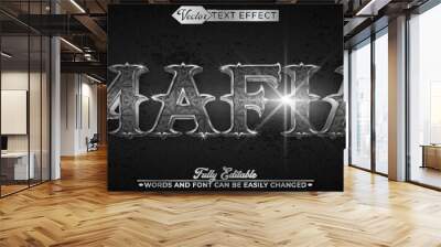 Dark Silver Medieval Gangster Mafia Vector Editable Text Effect Template Wall mural