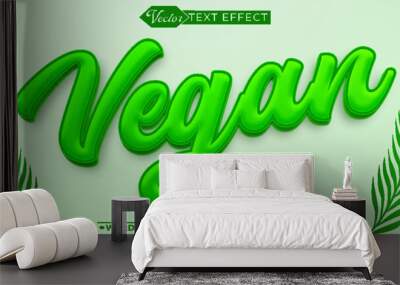 Green Vegan Vector Editable Text Effect Template Wall mural