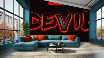 Horror Devil Fire Editable Text Effect Template Wall mural