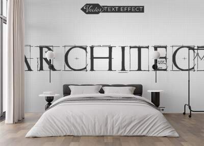 Paper Architecture Sketch Vector Editable Text Effect Template Wall mural