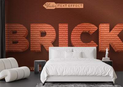 Red Brick Wall Vector Editable Text Effect Template Wall mural