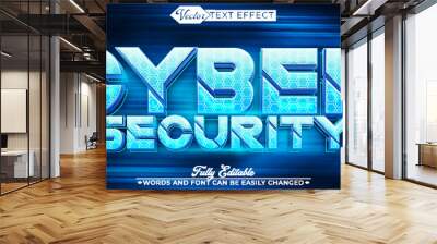 Shiny Cyber Security Vector Editable Text Effect Template Wall mural