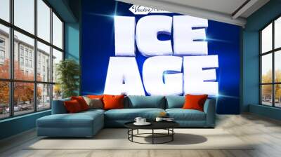 White and Blue Shiny Cartoon Ice Age Vector Editable Text Effect Template Wall mural