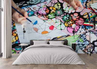 Close-up of neurographic drawings. Wall mural