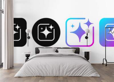 Artificial intelligence stars app logo colorful icon set. Create generate prompt ai application symbol collection vector illustration Wall mural