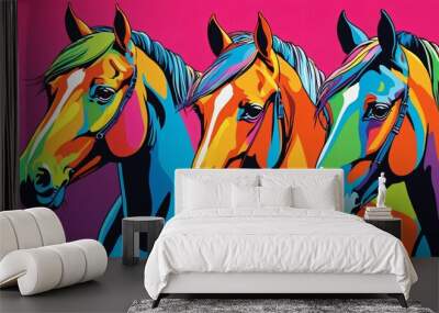 pop art of three horses Wall mural