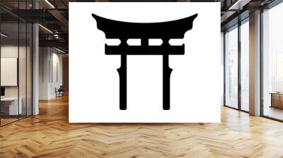 Shinto Shrine Japanese Religion Black Symbol Vector Illustration Wall mural