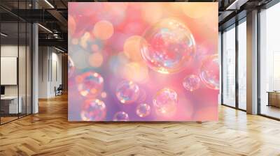 soap bubbles with pink bokeh background Wall mural