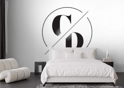 CD Letter Logo with Cutted and Intersected Design Wall mural