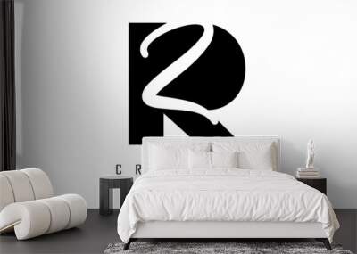 Letters RZ Logo with a minimalist design. Letters R and Z with geometric and handwritten typography. Wall mural