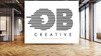 OB O B Zebra Letter Logo Design with Black and White Stripes Wall mural