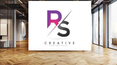 RS R S Letter Logo with Color block Design and Creative Cut. Wall mural