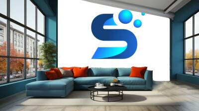 S Letter Logo Design with 3D and Ribbon Effect and Dots. Wall mural