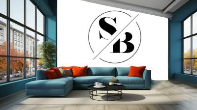 SB Letter Logo with Cutted and Intersected Design Wall mural