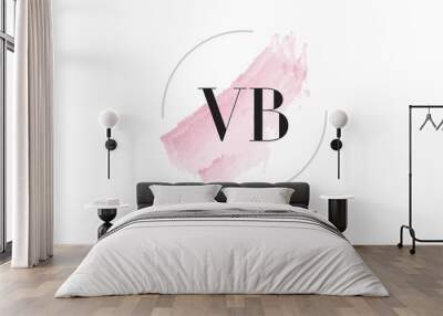 VB V B Watercolor Letter Logo Design with Circular Brush Pattern. Wall mural