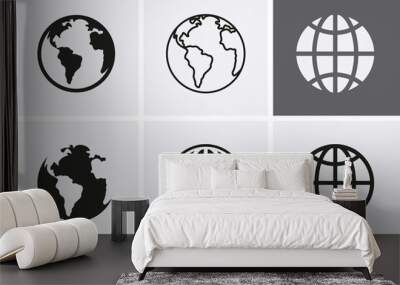 Earth Globe Icons, worldmap. Wall mural