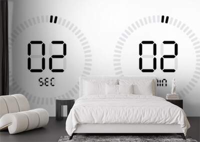 Timer countdown with minutes and seconds Icons. Wall mural