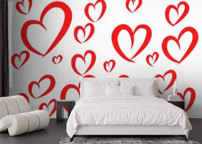 hearts on white background Wall mural