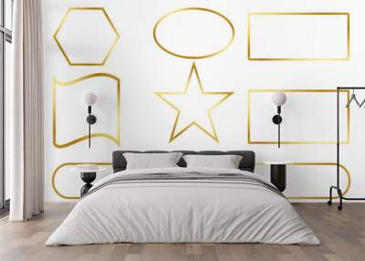 Gold frame on white background gold shape border, Gold rectangle border, Golden luxury realistic Curved shape border,vector eps 10 Wall mural