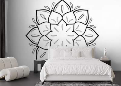 Simple Mandala with floral style, Vector mandala Oriental pattern, Hand drawn decorative element. Unique design with petal flower. Concept relax and meditation use for page logo book Wall mural