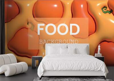 3D autumn banner with pumpkins in a trendy design, orange vegetables, harvesting Wall mural