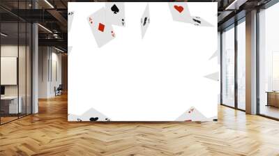 Falling playing cards on a transparent background Wall mural