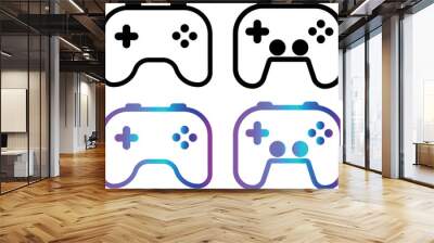 video game icon logos or icons in the form of game controllers in a simple linear style Wall mural