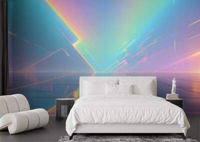 Glowing pale pastel colored neon light background. stage. virtual reality. Abstract background. cyberspace. futuristic wallpaper Wall mural