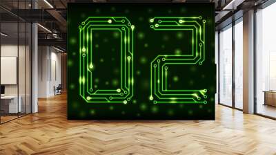 Green circuit printed board in the shape of 2020 with bokeh Wall mural