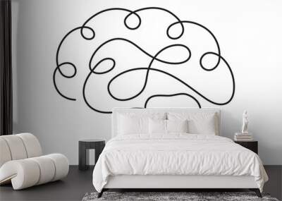 One line brain design silhouette.Logo design. Hand drawn minimalism style Wall mural