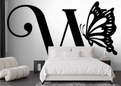 W Alphabet Butterfly abstract monogram Wall mural