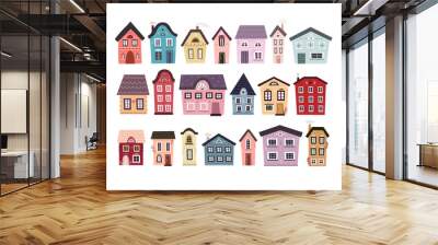 set of houses. colorful illustration for kids, flat style. baby design for cards, t-shirt print, posters, logo, cover Wall mural