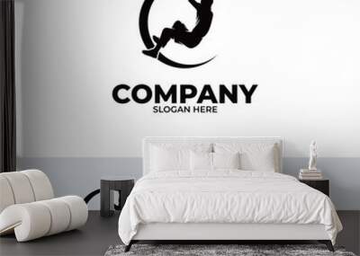 Pole vault athlete logo design inspiration Wall mural