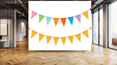 Pennant banner garland, vector illustration. Hanging multicolor triangle flags. Colorful festival party bunting Wall mural