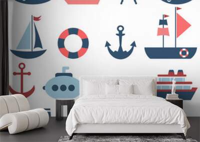 sea transport set Wall mural