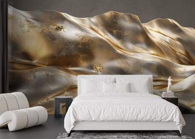   A close-up of a golden object with a wavy pattern on its surface Wall mural