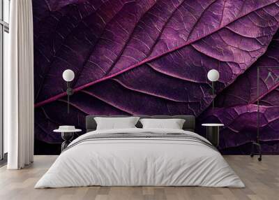   A close-up of a purple leaf with a vein at its tip Wall mural