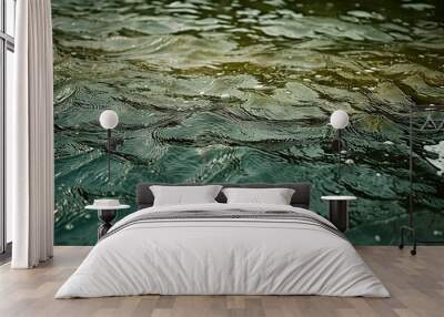   A close-up of a water surface with waves and droplets on its surface Wall mural