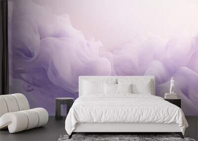  a close up of a white and purple liquid in the air with a blurry light in the back ground. Wall mural