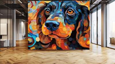  a colorful dog is shown in this colorful painting of a dog.  generative ai Wall mural