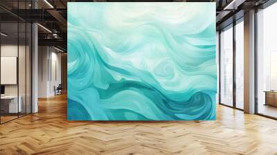  a painting of a blue wave with bubbles in the water.  generative ai Wall mural