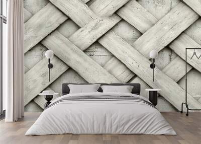   A photo of wood plank wall with interlocking design Wall mural