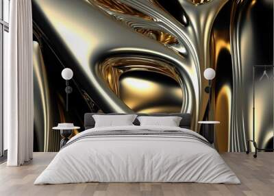  a very abstract picture of a gold and silver object with a black background and a white background with a gold and silver design on it and a black background with a white border and a. Wall mural