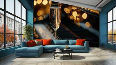   Champagne on piano with side-lighting Wall mural